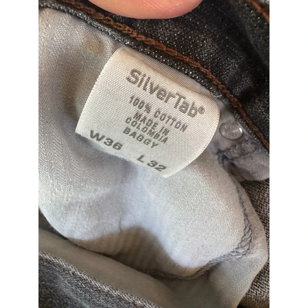 Levis SilverTab Baggy Jeans Mens 36x32 Faded Black Denim 90s Vintage Style